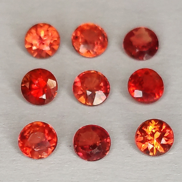 Red Songea Sapphire Round Cut 2,1-2,9 mm 1ct