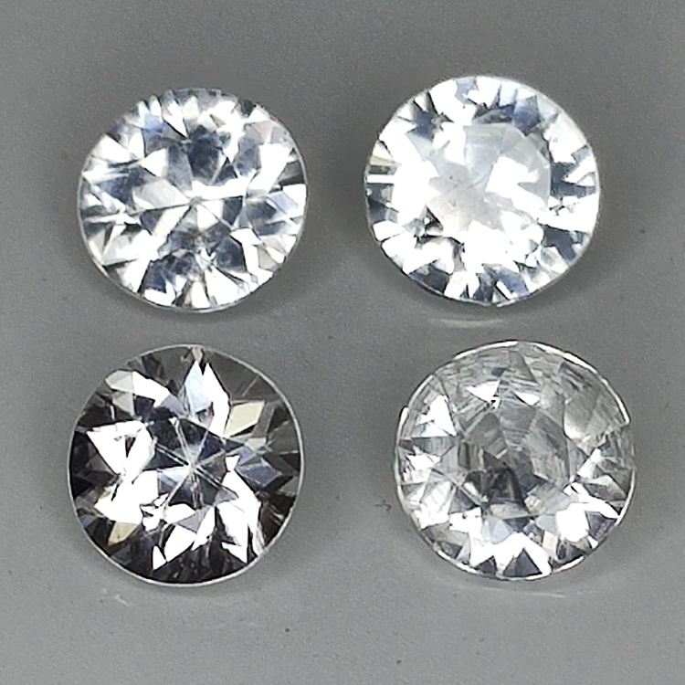 Natural white colorless zircon 5mm 4pz