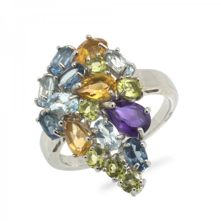 Multigems & 925 Sterling Silver Ring