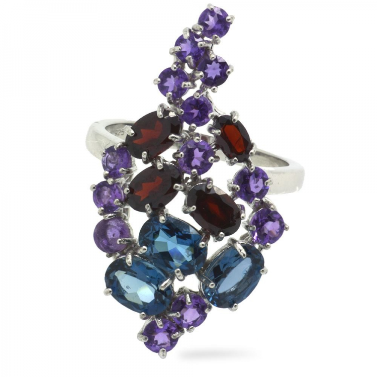 Multigems & 925 Sterling Silver Ring