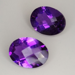 Amethyst oval geschnitten mit Schachbrett 8.00x6.00mm 2St