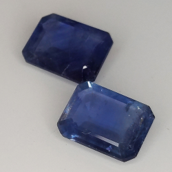 Blauer Saphir im Smaragdschliff 8x6mm 1pz