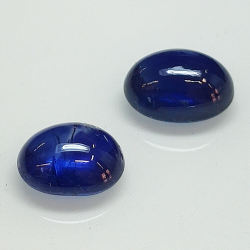 Blue sapphire oval cabochon 8x6-7x5mm 2pc