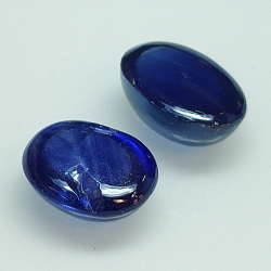 Blue sapphire oval cabochon 8x6-7x5mm 2pc