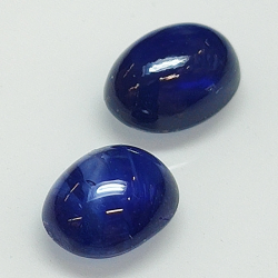 Blue sapphire oval cabochon 8x6-7x5mm 2pc