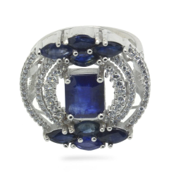 Blue Sapphire & 925 Sterling Silver Ring