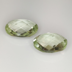 Green amethyst (prasiolite) oval cut with checkerboard 14x10mm 4pz