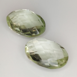 Green amethyst (prasiolite) oval cut with checkerboard 14x10mm 4pz