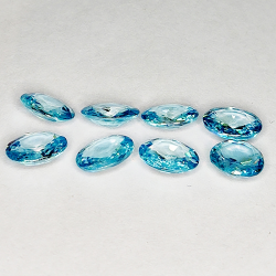 7.34ct Blue Zircon oval cut 6x5mm 8pcs