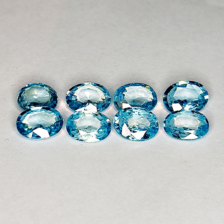 7,34ct Zircon Bleu coupe ovale 6x5mm 8pcs