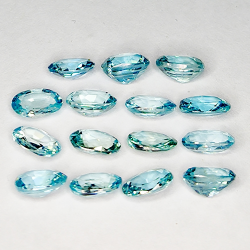 10.52ct Blue Zircon oval cut 6.1x4.1mm 15pcs