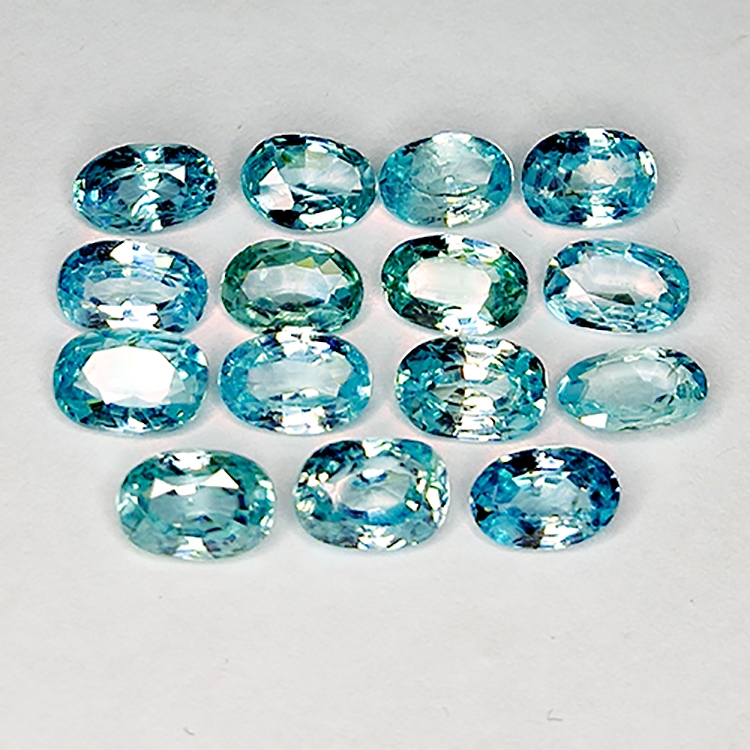 10.52ct Zircon Bleu coupe ovale 6.1x4.1mm 15pcs