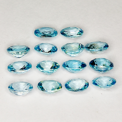 7.38ct Zircone Blu taglio ovale 5.1x4.1mm 14pz