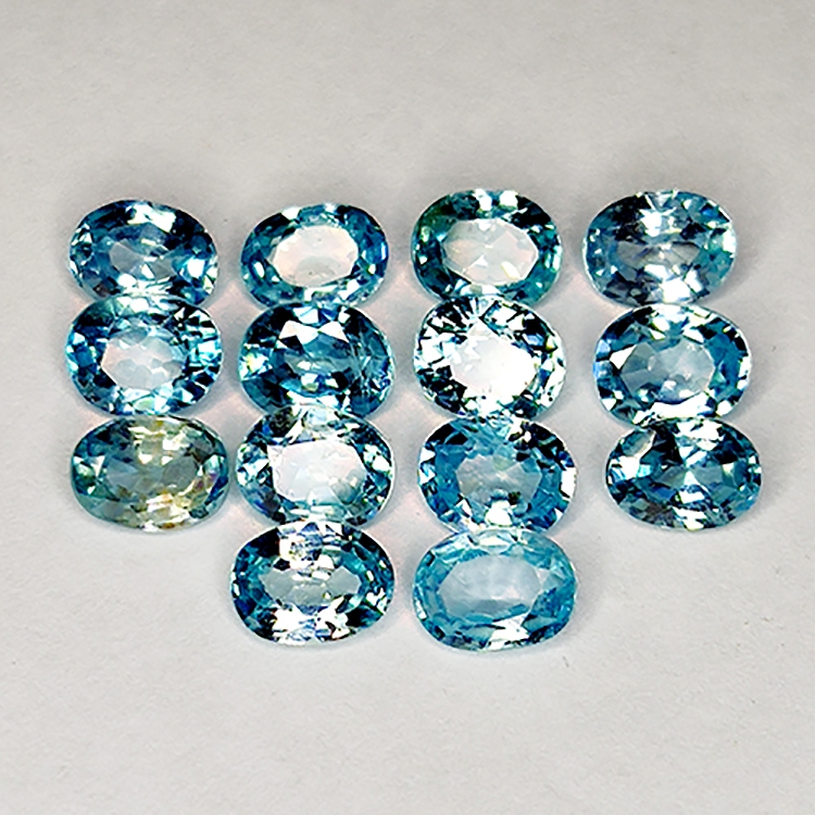 7.38ct Zircon Bleu coupe ovale 5.1x4.1mm 14pcs