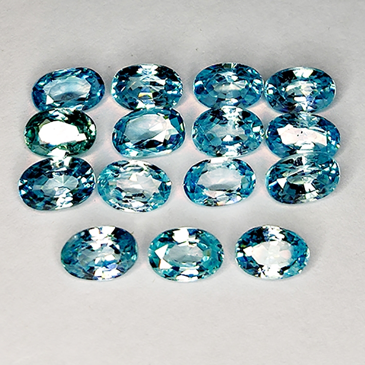 11.12ct Blue Zircon oval cut 6.1x4.0mm 15pcs