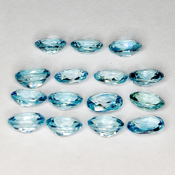 11.12ct Blue Zircon oval cut 6.1x4.0mm 15pcs