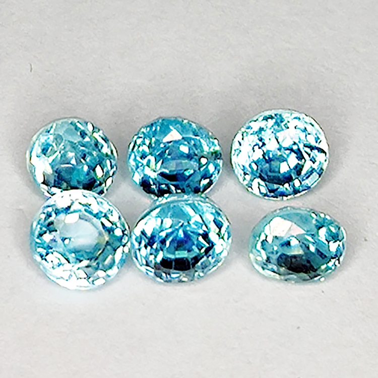 3.86ct Blue Zircon oval cut 4.4x3.9mm 6pcs