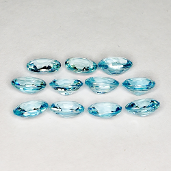 10.02ct Zircone Blu taglio ovale 6.2x4.0mm 14pz