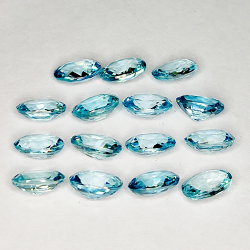 10.19ct Zircon Bleu coupe ovale 5.9x4.2mm 15pcs