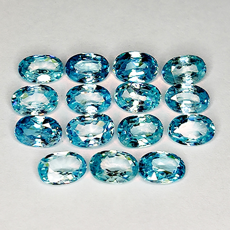 10.19ct Blue Zircon oval cut 5.9x4.2mm 15pcs