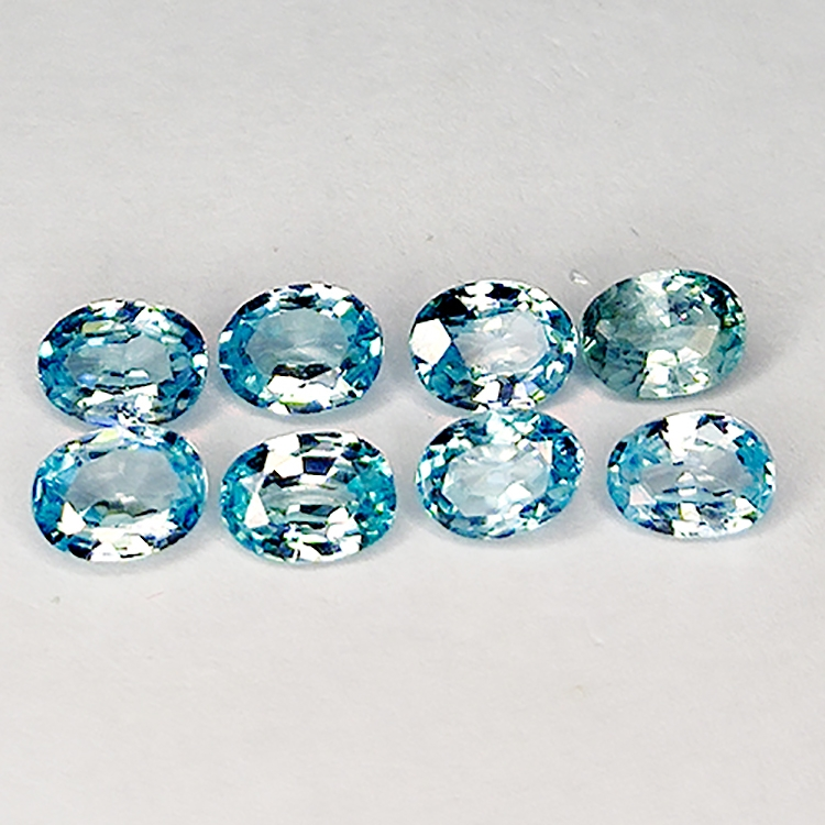 3.62ct Blue Zircon oval cut 5.0x3.6mm 8pcs