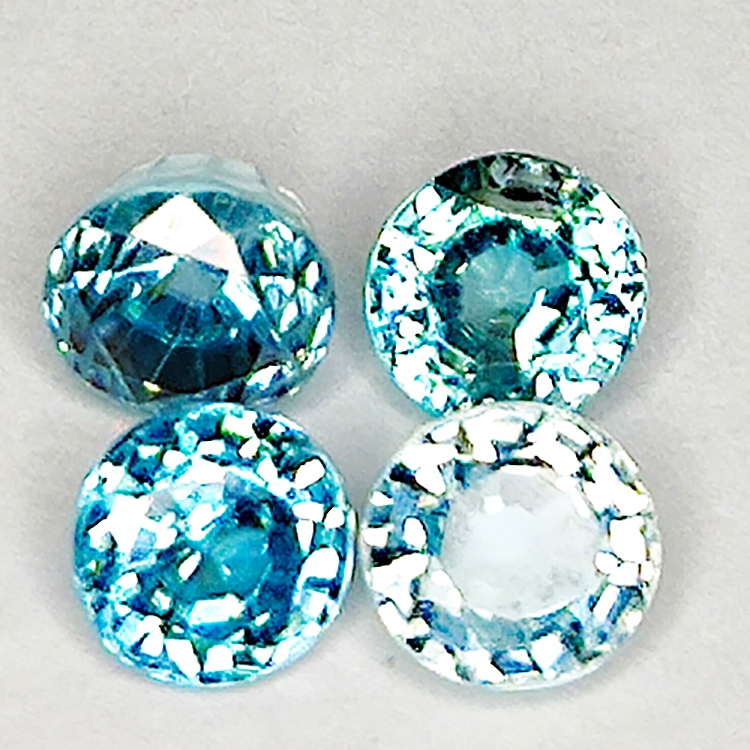 4.06ct Blue Zircon oval cut 5.4x4.8mm 4pcs