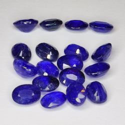 20.45ct Zaffiro blu taglio ovale 7.2x5.3mm 18pz