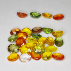 11.01ct Songea Saphir multicolore coupe ovale 5x4mm 28pcs