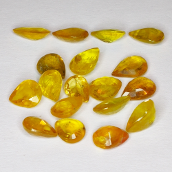 12.70ct Zaffiro Giallo taglio pera 7x5mm 18pz