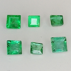 Princess cut emerald 1.7-2.5mm 1ct