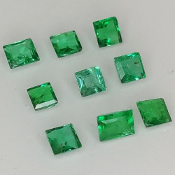 Princess cut emerald 1.7-2.5mm 9pz