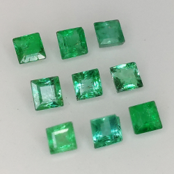 Princess cut emerald 2.0-2.5mm 9pz