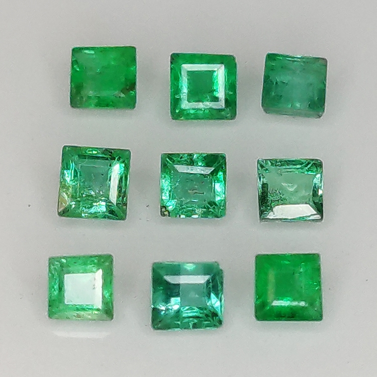 Princess cut emerald 2.0-2.5mm 9pz