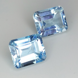 Topaze bleue taille émeraude 11x9mm 1pz