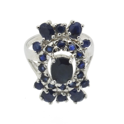 Blue Sapphire & 925 Sterling Silver Ring