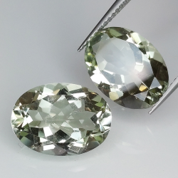 Green amethyst (prasiolite) oval cut 14x10mm 1pz