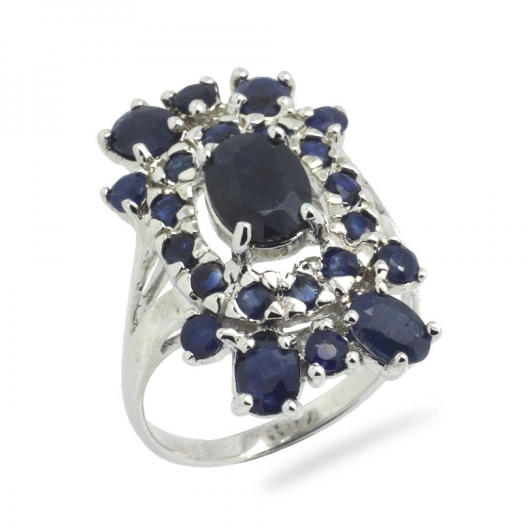 Blue Sapphire & 925 Sterling Silver Ring