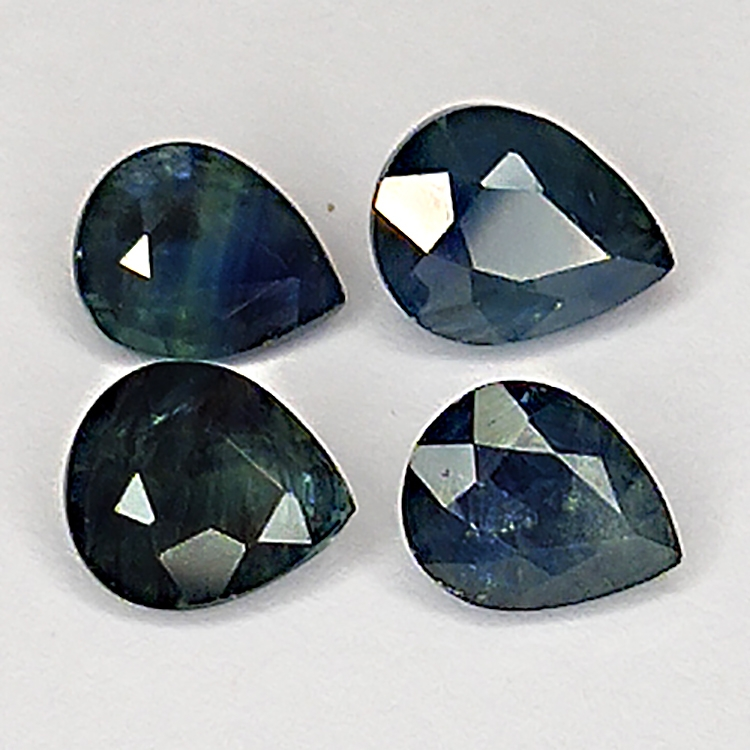 2,35ct Blauer Saphir birnenschliff 6.0x4.6mm 4Stk