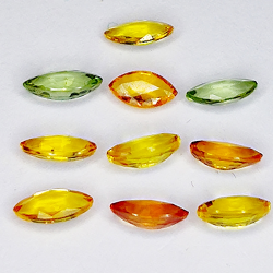 1.78ct Songea Saphir multicolore marquisienne coupe 4.9x2.5mm 10pc