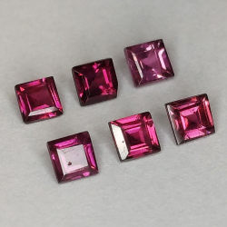 Rhodolite grenat taille princesse 3mm 1ct