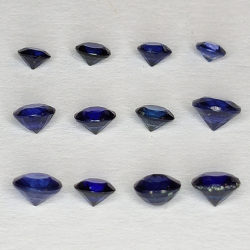 Round cut blue sapphire 2.6-3.4mm 1ct