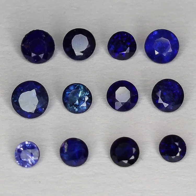 Blauer Saphir im Rundschliff 2,6-3,4mm 1ct