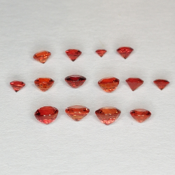 Zaffiro Songea rosso, taglio rotondo, 2,1-3,4 mm, 1 ct