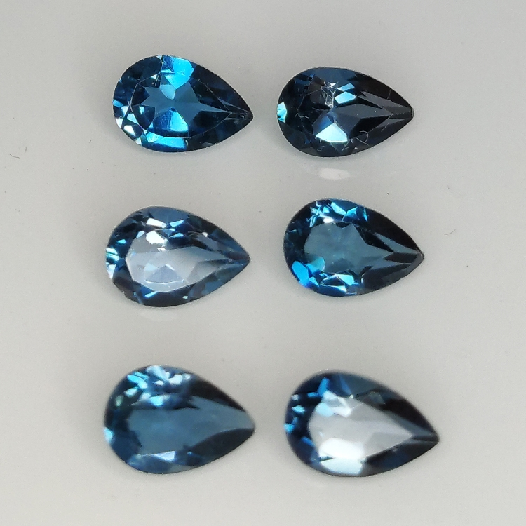 Pear cut London blue topaz 6x4mm 4pz