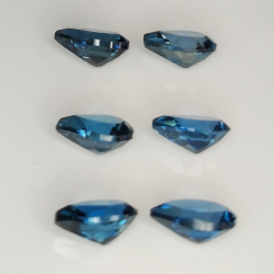 Topaze bleue de Londres taille poire 6x4mm 4pz