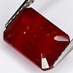 3.95ct Ruby emerald cut 9.8x6.4mm