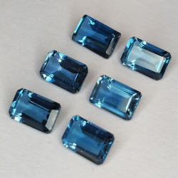 Topazio London blu taglio smeraldo 6x4mm 4pz