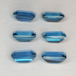 Topaze bleue de Londres taille émeraude 6x4mm 6pz