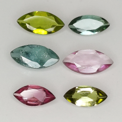 Tormalina multicolore da 0,96 ct misura marchese 5-6 mm 6 pezzi