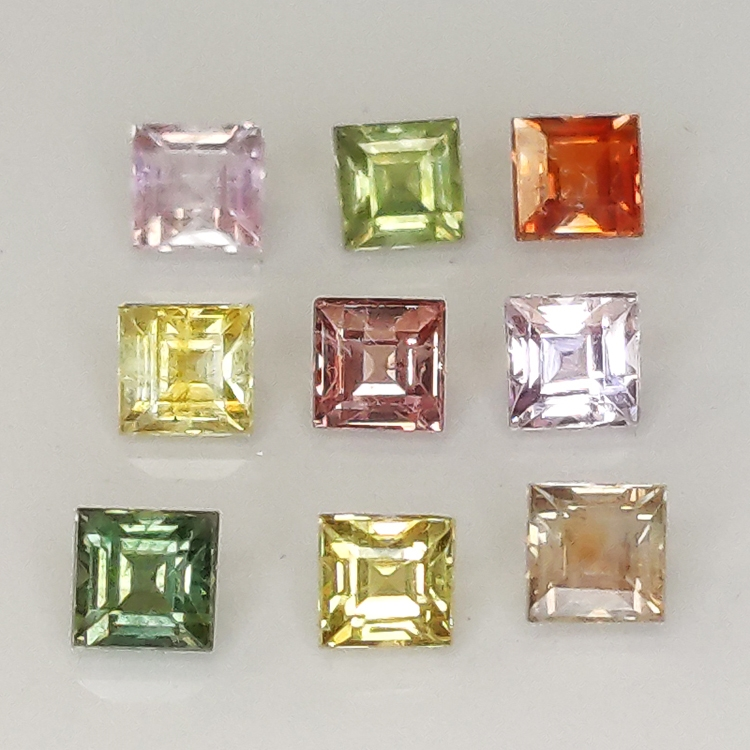 Multicolore Ceylon Sapphire Princess Cut 2.9-3.0mm 1ct